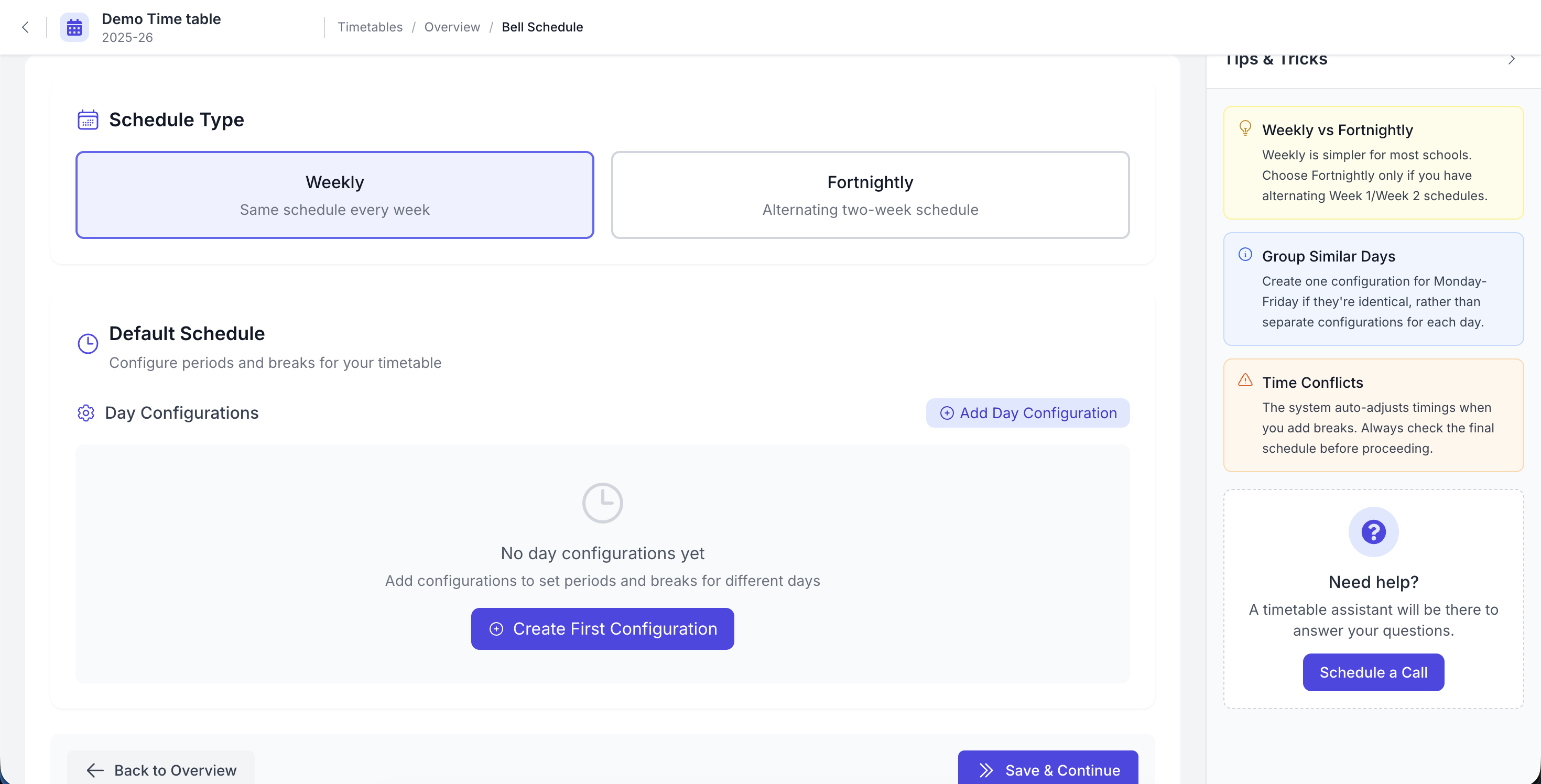 Configure Bell Schedule