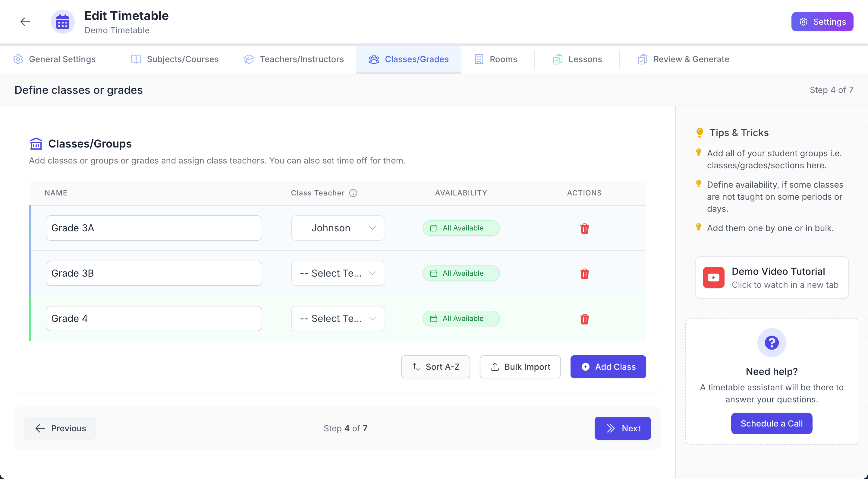 Step 4: Class Management