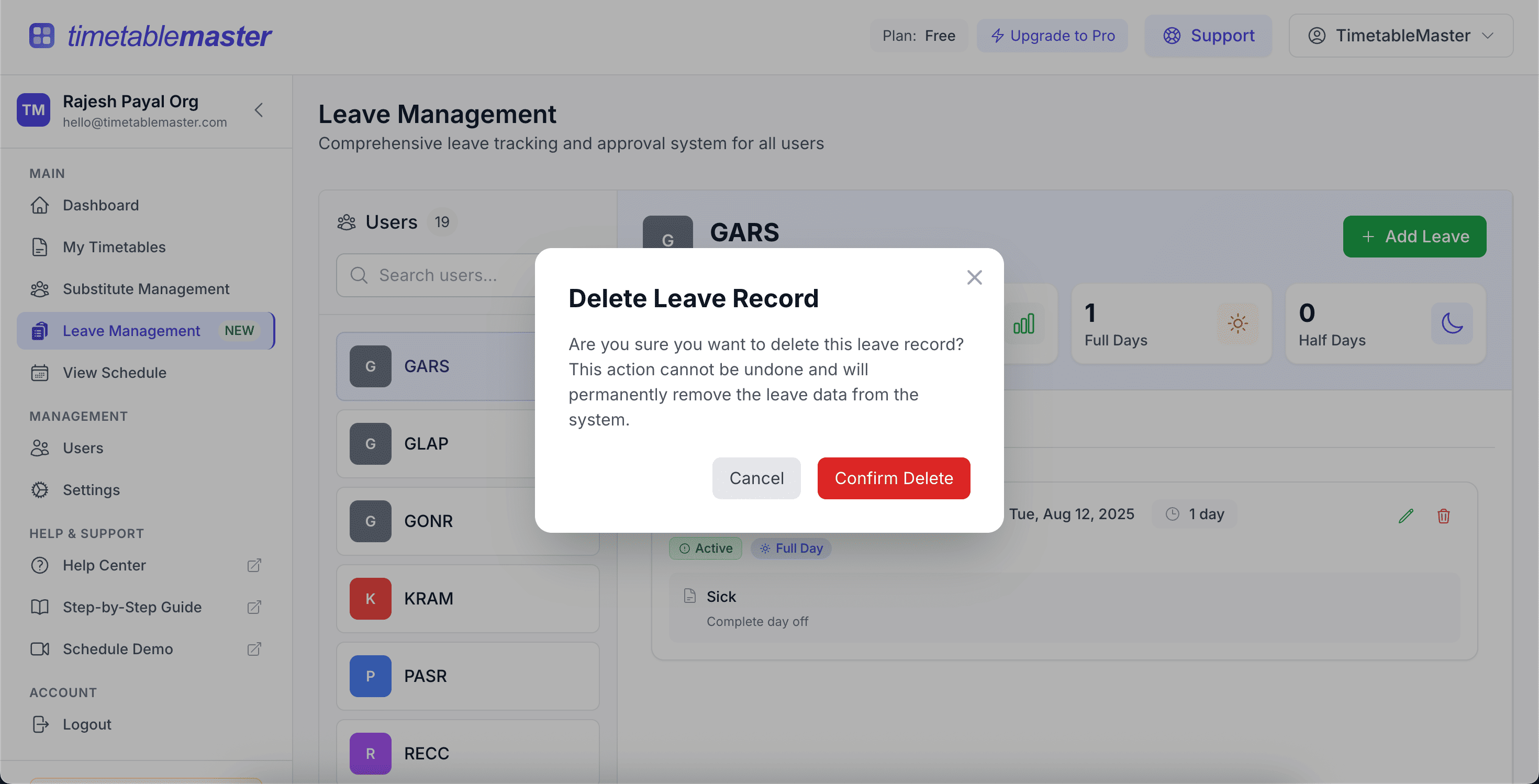 3. How to Delete Leave Records