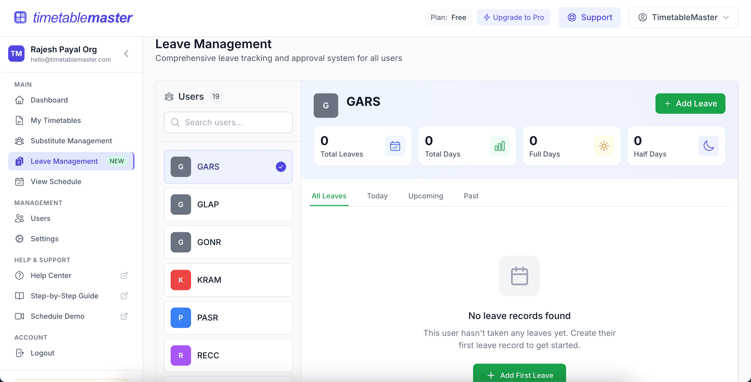 2. How to Use the Leave Dashboard