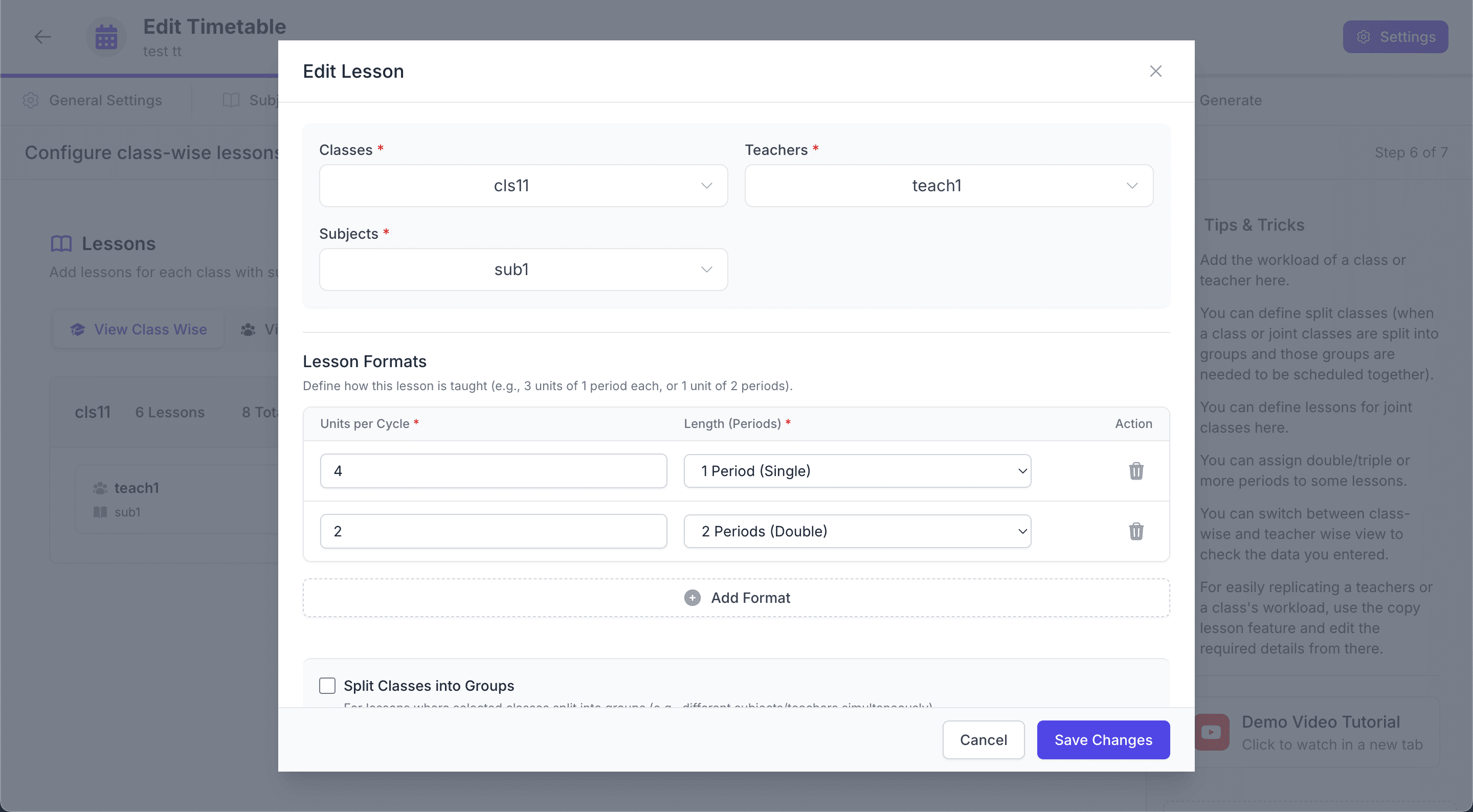 Multiple Lesson Configurations
